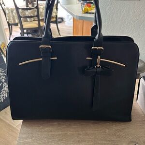 Sophisticated Black Satchel with Bow Detail
